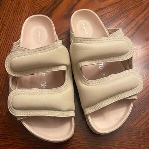 Toogood Birkenstock the beachcomber Napa chalk sz 38 Velcro Euc